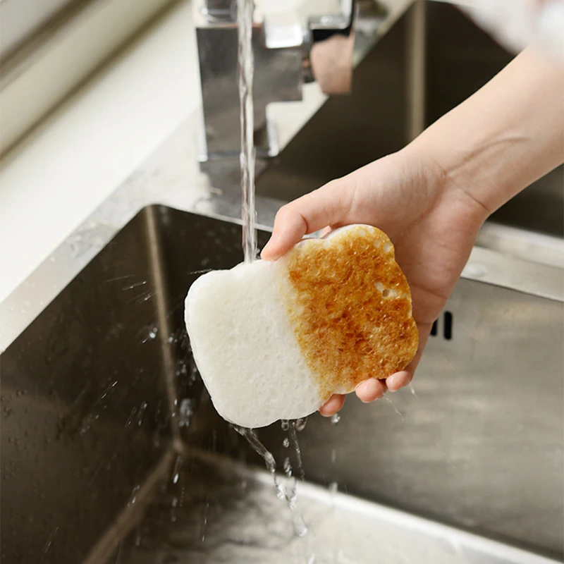 Éponge de lavage de vaisselle en coton comprimé, tampon à récurer, brosse à pot, accessoires de cuisine, dessin animé, 4 pièces