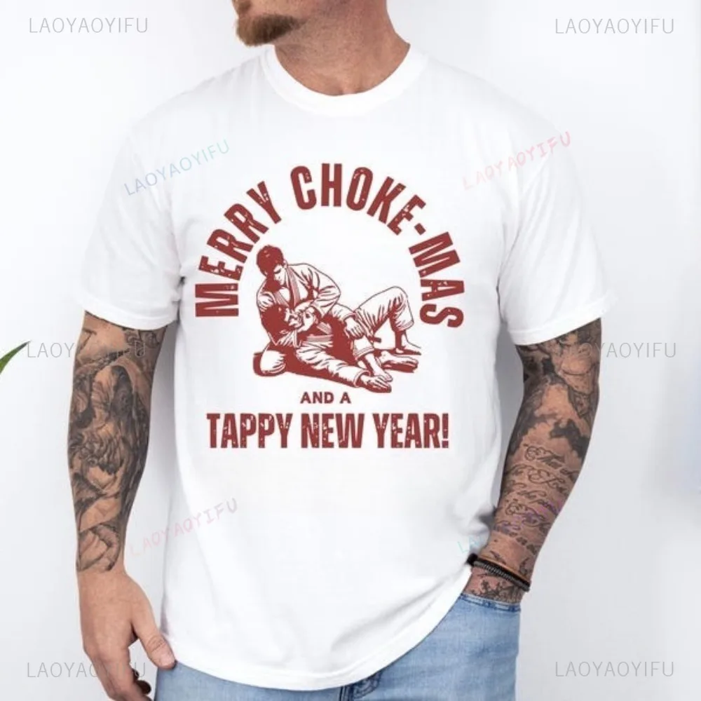 Funny Jiu Jitsu Christmas Unisex T-shirt BJJ Lover Holiday Martial Arts Xmas Tee Shirt Casual Fashion Short Sleeve Cotton Tshirt