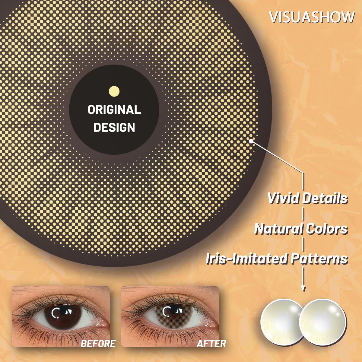 Visuashow Hidrocorcolor Bernstein-Braune Farblinsen für Augen, mit Natürlicher Kleiner Pupille, Jährlich mit Stärke. Weich und bequem, perfekt für den täglichen Gebrauch und das elegante Schönheits-Make-up – Detail 4