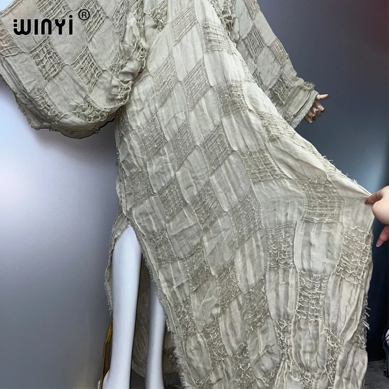 WINYI ファッションカフタン絞り染め古いドレス夏の v ネックビーチカバーアップドレスエレガントな床掃除イブニングドレス女性