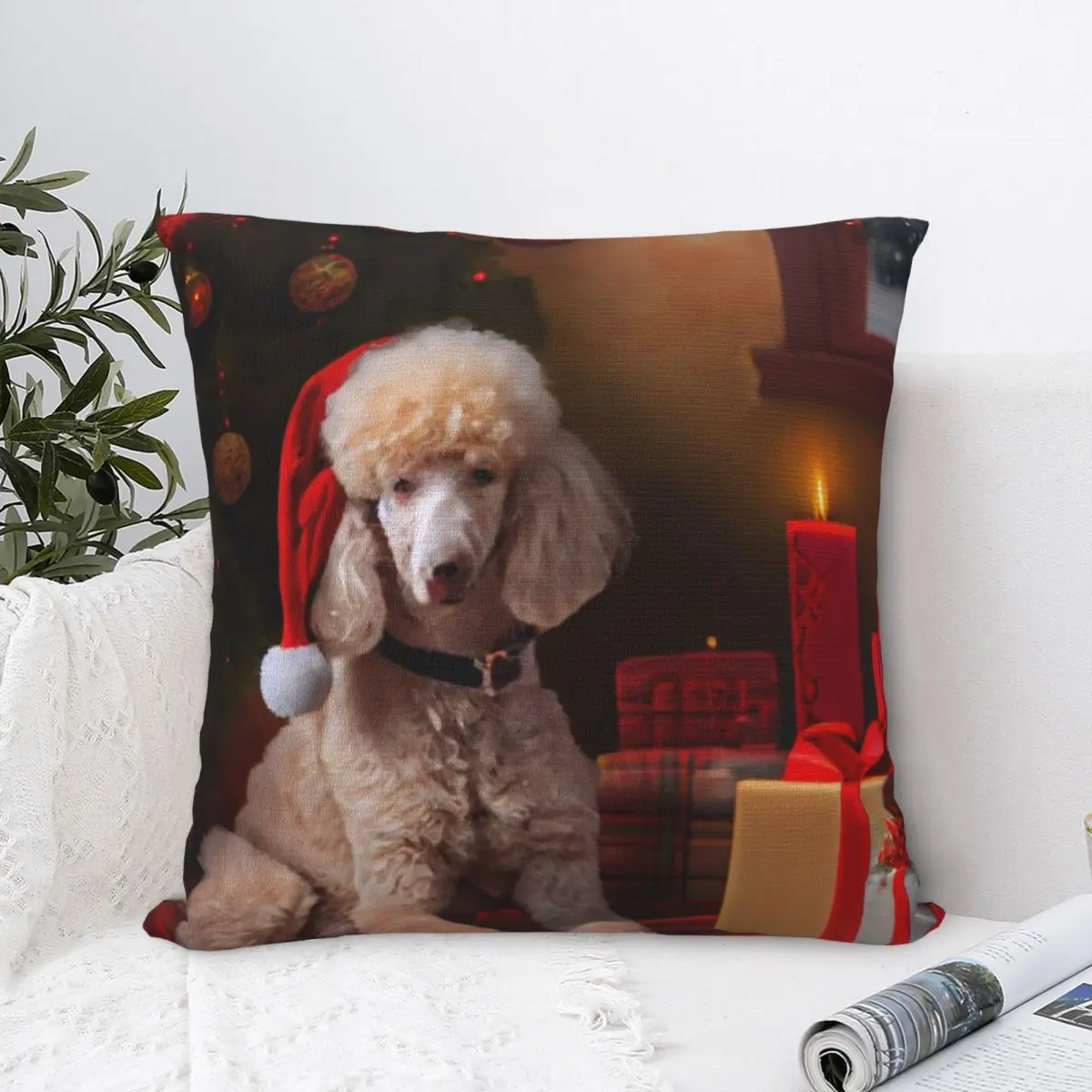 Poodle Cute Pet Dog Square Pillowcase Polyester Pillow Cover Velvet Cushion Decor Comfort Throw Pillow For Home Car