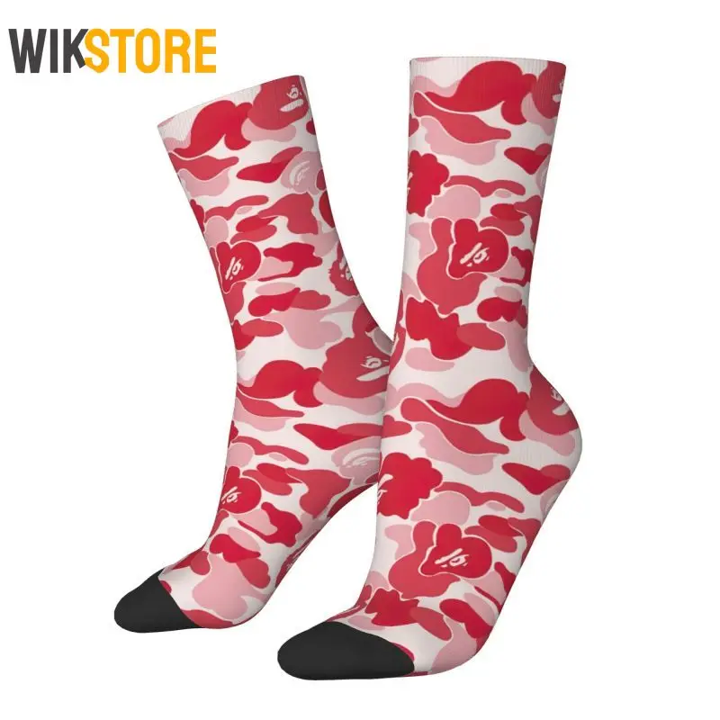 

Fashion Pink Camouflage Camo Socks for Men Women Male Stretchy Summer Autumn Winter Hip Hop Happy Crew Sock Non-Slip Sport Socks