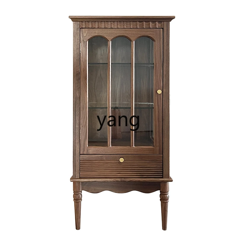 CX Solid Wood Side Cabinet Living Room Display Cabinet Made of Glass Vintage Solid Wood Sofa Hand Cabinet