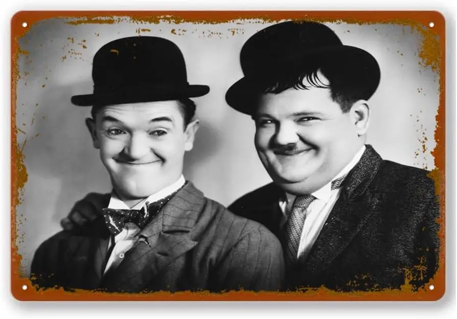 Laurel And Hardy Plakat Vintage Metalowy Blaszany Znak Dekoracja Ścienna do Garażu Podwórko Dom Kawiarnia Bar Klub Hotel 8 x 12 cali