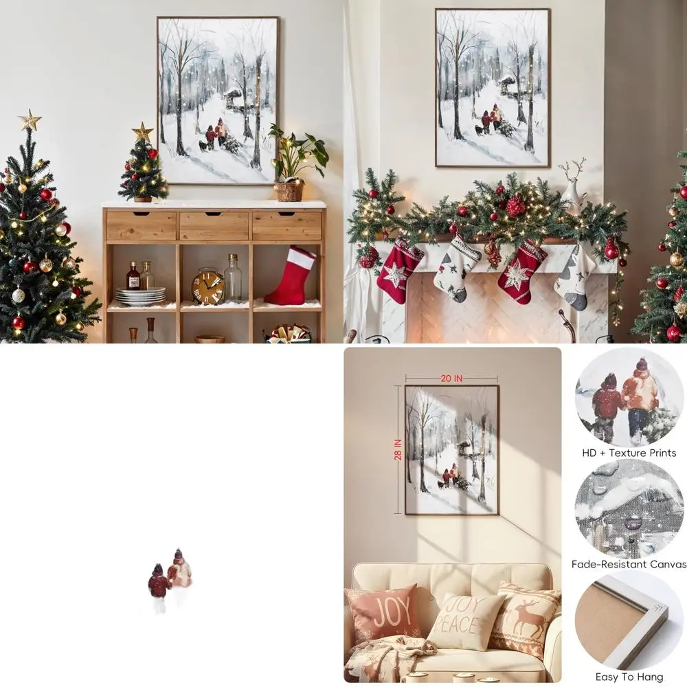 

Традиционное рождественское искусство в рамке 16x24: сцена Зимнего снежного леса для домашнего декора