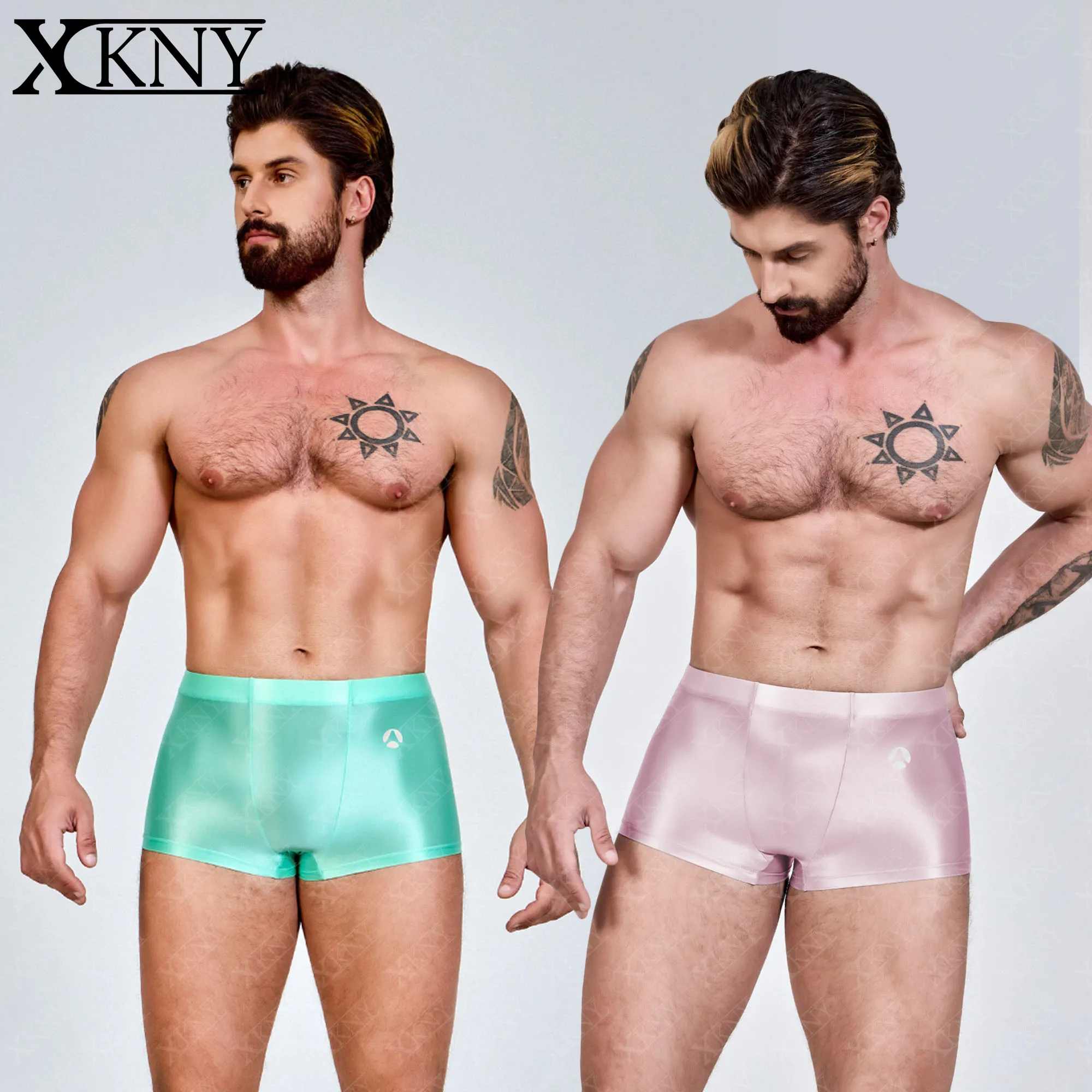 

AMORESY glossy thin men's boxer shorts oily underwear Silk High elasticity man boxer XClocKNYoung satin glossy underwear