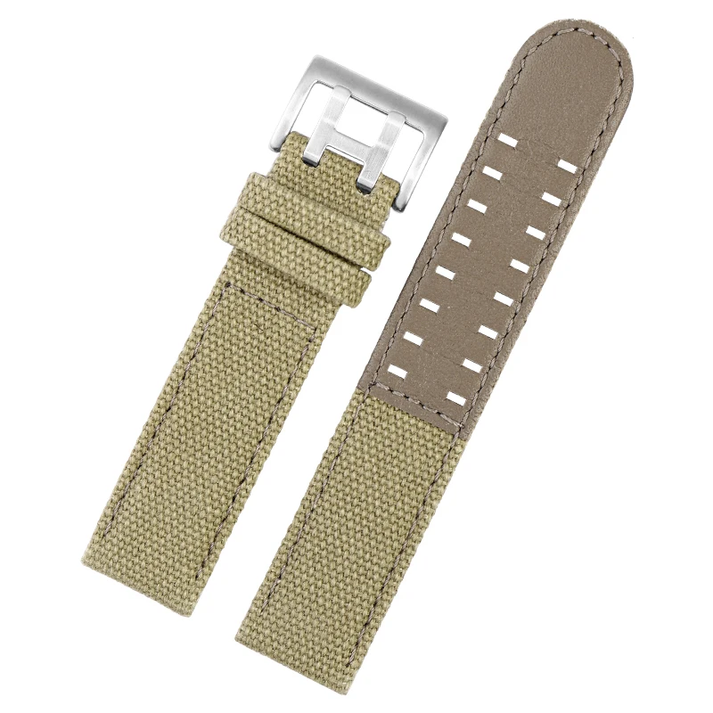 Canvas watchband for Hamilton khaki /aviation/ field outdoor sports nylon+cowhide strap 20mm 22mm black/khaki/brown