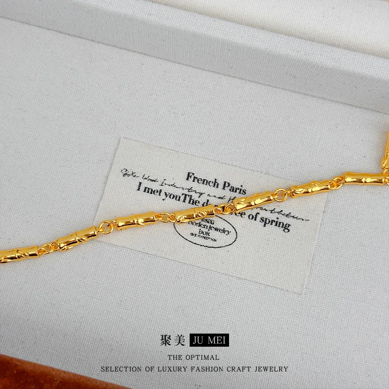 9999 Negozio in vero oro 24 carati stesso braccialetto in bambù lucido massiccio da donna in oro sexy, bello e lussuoso