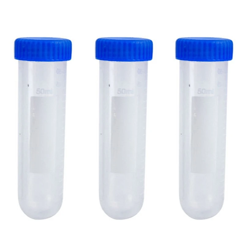 3Pcs Clear 50ml Centrifuge Tubes Set Lab Test Container Graduated Scales Anti-leaking Screw Cap for Student Experiment