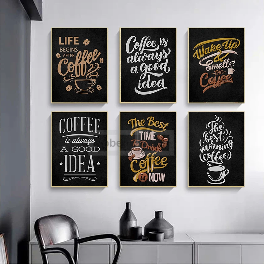 Vintage Chalkboard Style Coffee Poster and Prints Canvas Painting Wall Art Pictures Cafe Restaurant Kitchen Home Room Decor