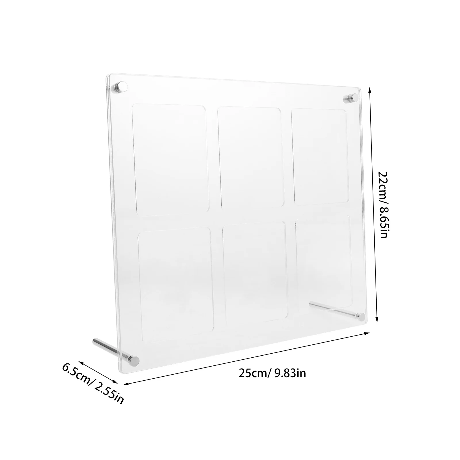 Acrylic Floating Picture Frame 6 Grid Clear Desk Display Stand for Photos Cards Collage Wall Home Wedding Decoration