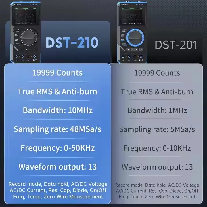 Generatore di segnale oscilloscopio DST201 3 in 1 1MHZ 5MSa/s 500ns~20s Multimetro multifunzione