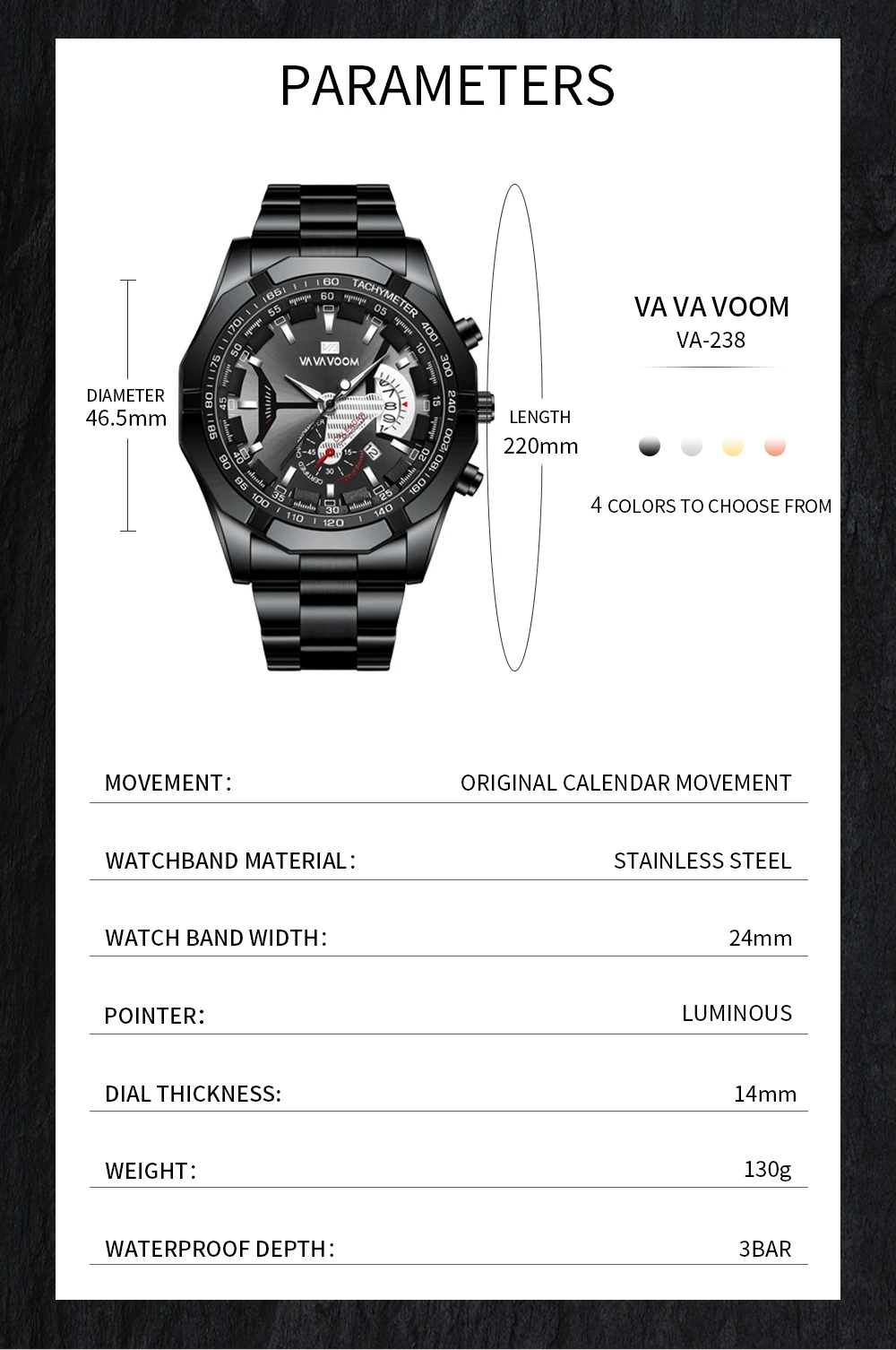 VA VA VOOM Relogio Masculino Watch Men Square Mens Watches Top Brand Luxury Golden Quartz Stainless Steel Waterproof Wrist Watch