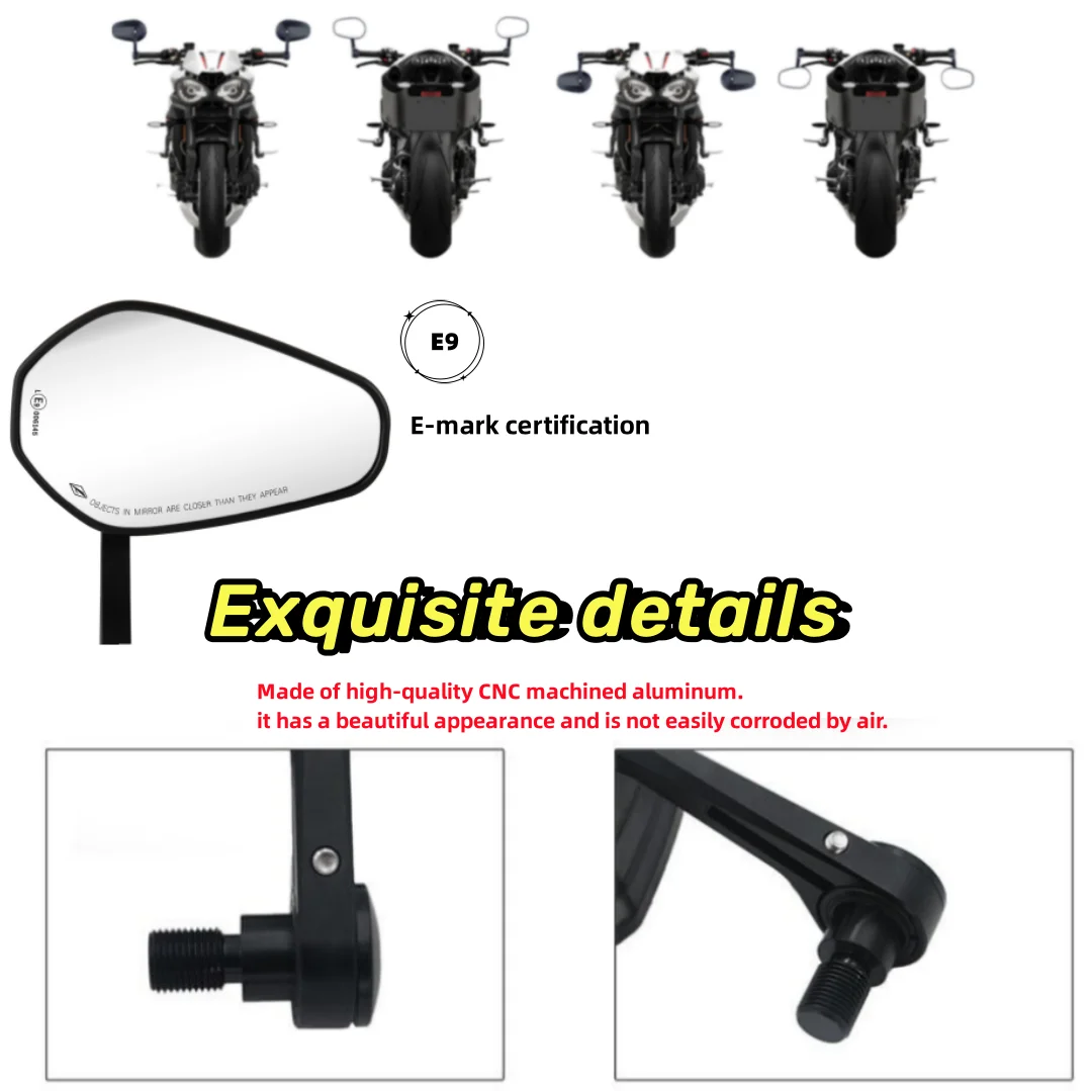 Rétroviseur d'extrémité de barre de miroir de poignée de moto pour Yamaha MT-07 MT-09 MT10 FZ1/FZS1000 FZ6 FZ6R XJ6 pour TPrévention 530 TPrévention 500