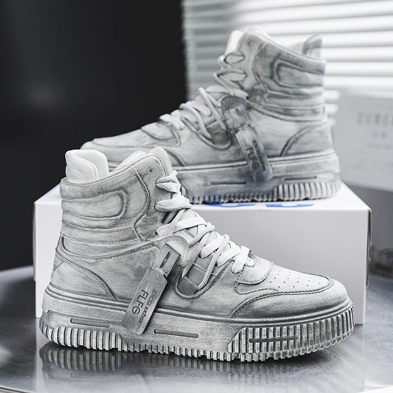 New Men and Women Trend Wear Resistant Two-color Couples Fashion Casual Sneakers High Top Skateboard Shoes Student Boots