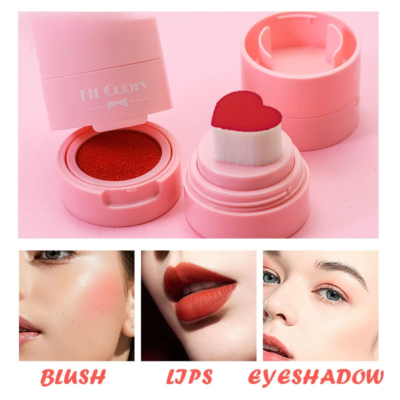 Hart Blush Stick Spons Stempel Gezichtsblush Waterdicht Verhelderend Gezichtscontouren Schaduw Blusher Make-up Cosmetica