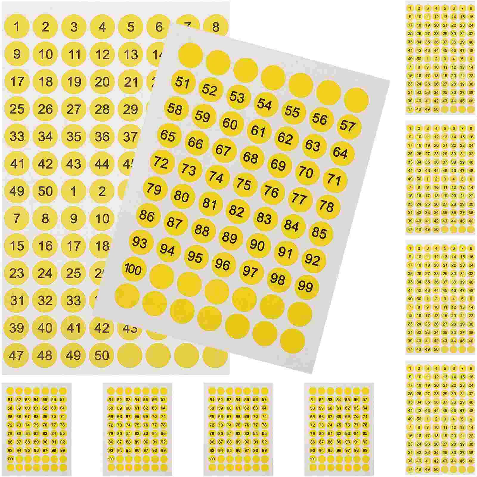 10 Sheets of Round Digital Stickers Multi-function Number Sticker Number Labels Stickers numbered stickers