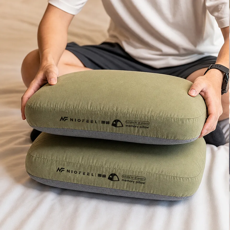 HTMCK Soft Slow-Rebound Memory Foam Pillow, Portable Cervical Pillow for Travel and Outdoor Camping - Detail Angle #06