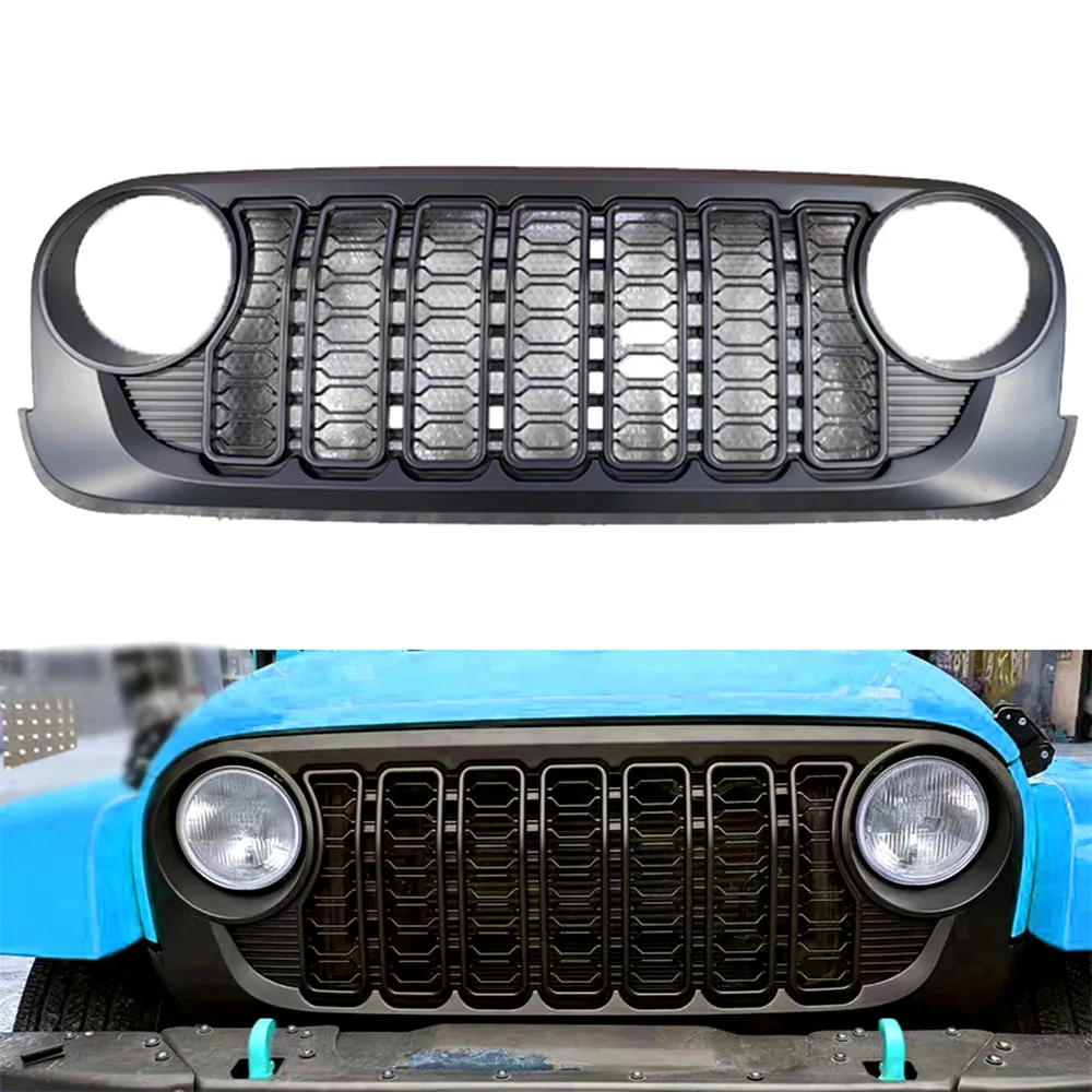 

Решетка переднего бампера для Jeep Wrangler JK 2007-2017, аксессуары для модификации JL 2024, матовый черный ABS