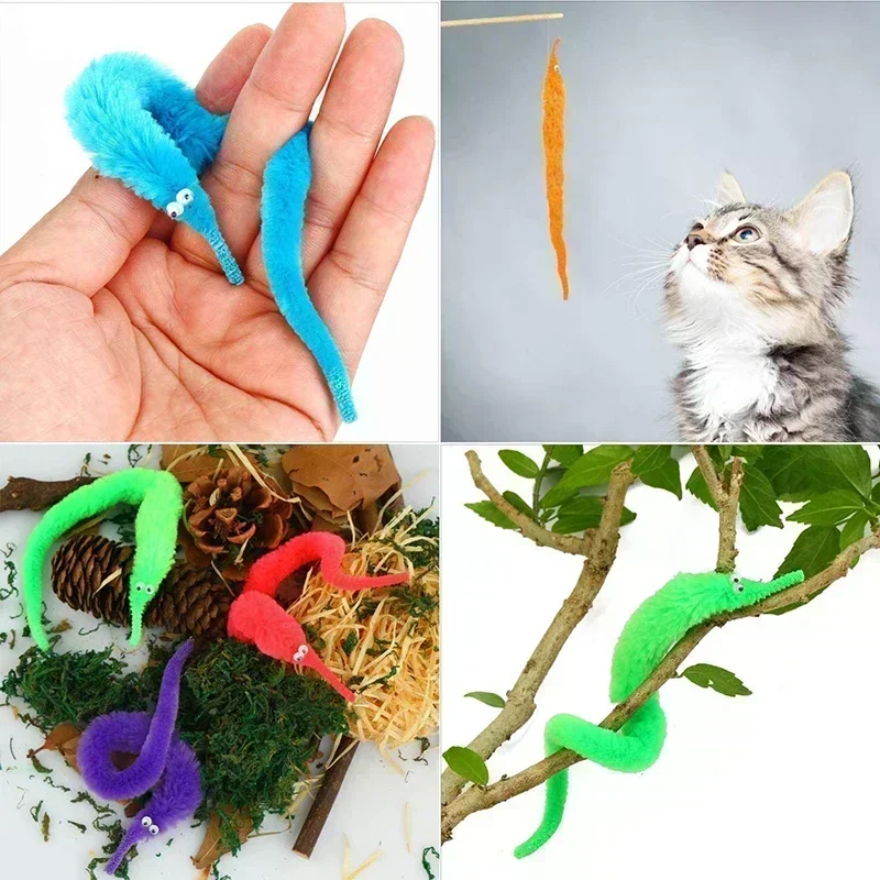 3-24pcs Twisty Worm Magic Toys Party Favors Fuzzy Worm on A String Christmas Halloween Wizard New Strange Trick Toys for Kids