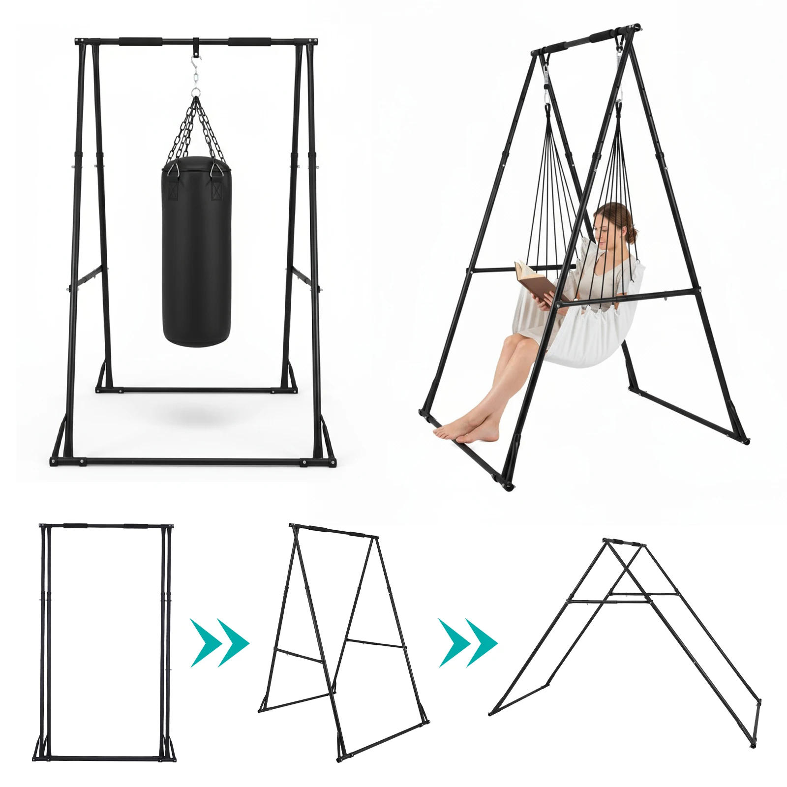 

Foldable Free Standing Pull Up Dip Station 771.6LBS Capacity Portable Pullup Bar Station for Home Gym Equipment