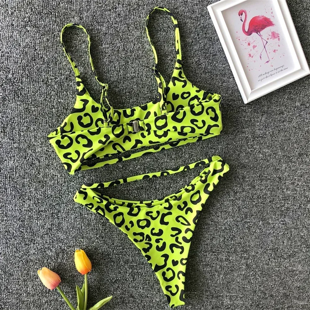 Sexy leopardo impressão biquíni tanga maiô feminino micro banho roupas de praia natação maiô moda tendência y2k biquinis 2025