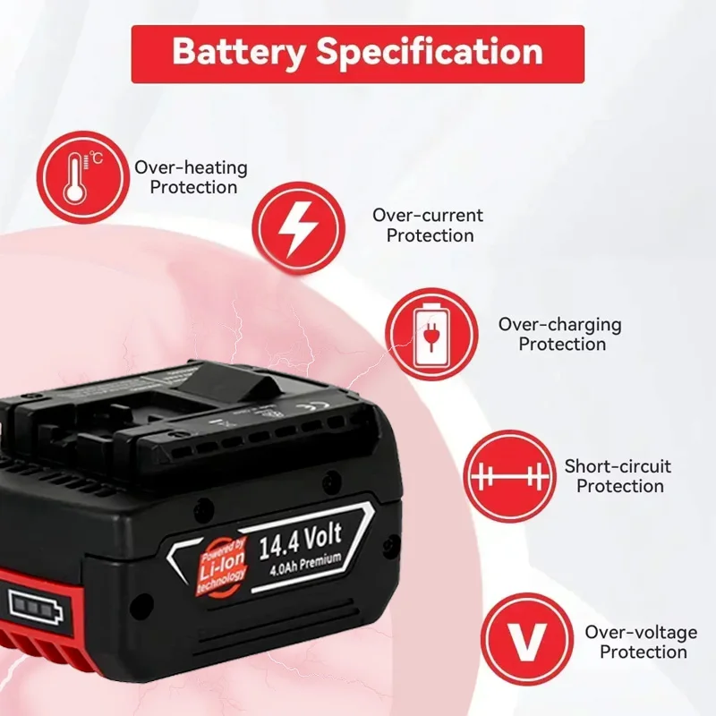 بطارية أصلية قابلة للشحن لأداة الطاقة Bosch 14.4 فولت 6.0 أمبير في الساعة لـ GBH GDR GSR DDS180 BAT614G (KC) بطارية ليثيوم أيون بديلة