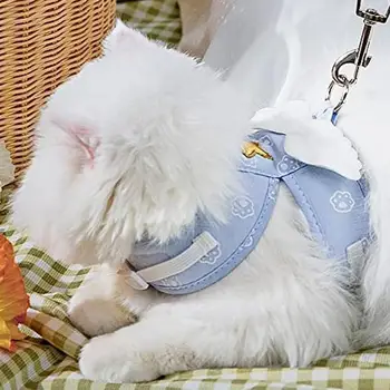 Kitten Harness Pet Cute Angel Wing Strap Leads And Collars Set Pet Training Collar Leashes For Cat Dog Rabbit And Other Small 3