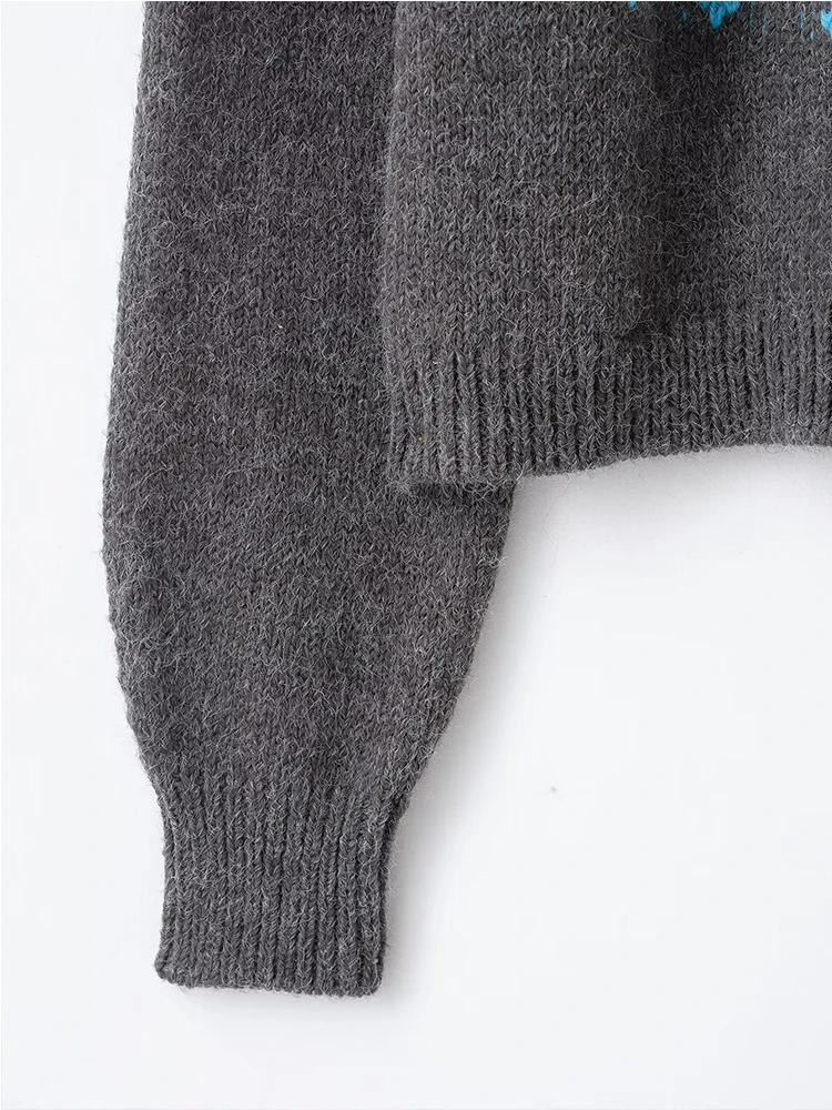 Women Sweater Pullover 2025 Autumn Winter New Fashion Long Sleeves Printing Women Sweater Pullover Elegant Hight Street Top