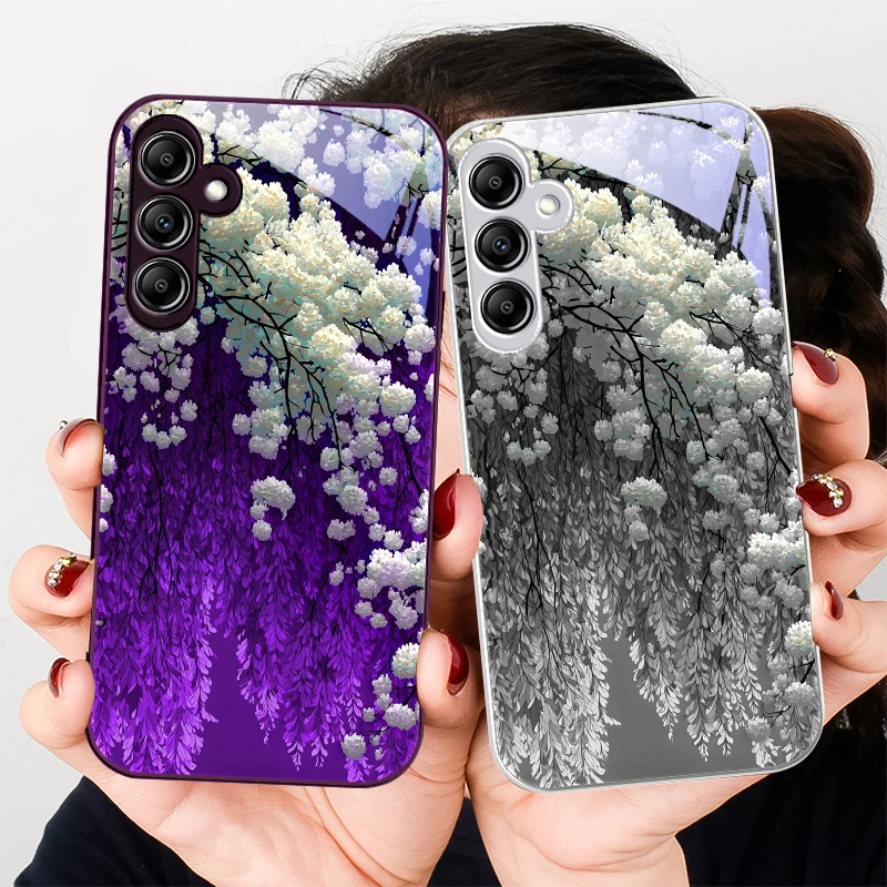 

Lovely white flowers For Samsung A20 A30 A22 23 24 A25 26 31 32 A33 34 35 42 50 51 52 53 54 55 56 70 71 72 73 glass phone case