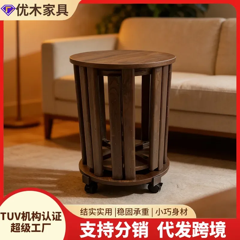 tackable Round Stool for Home Dining Room Bedroom Simple Chinese Style Space Saving Storage