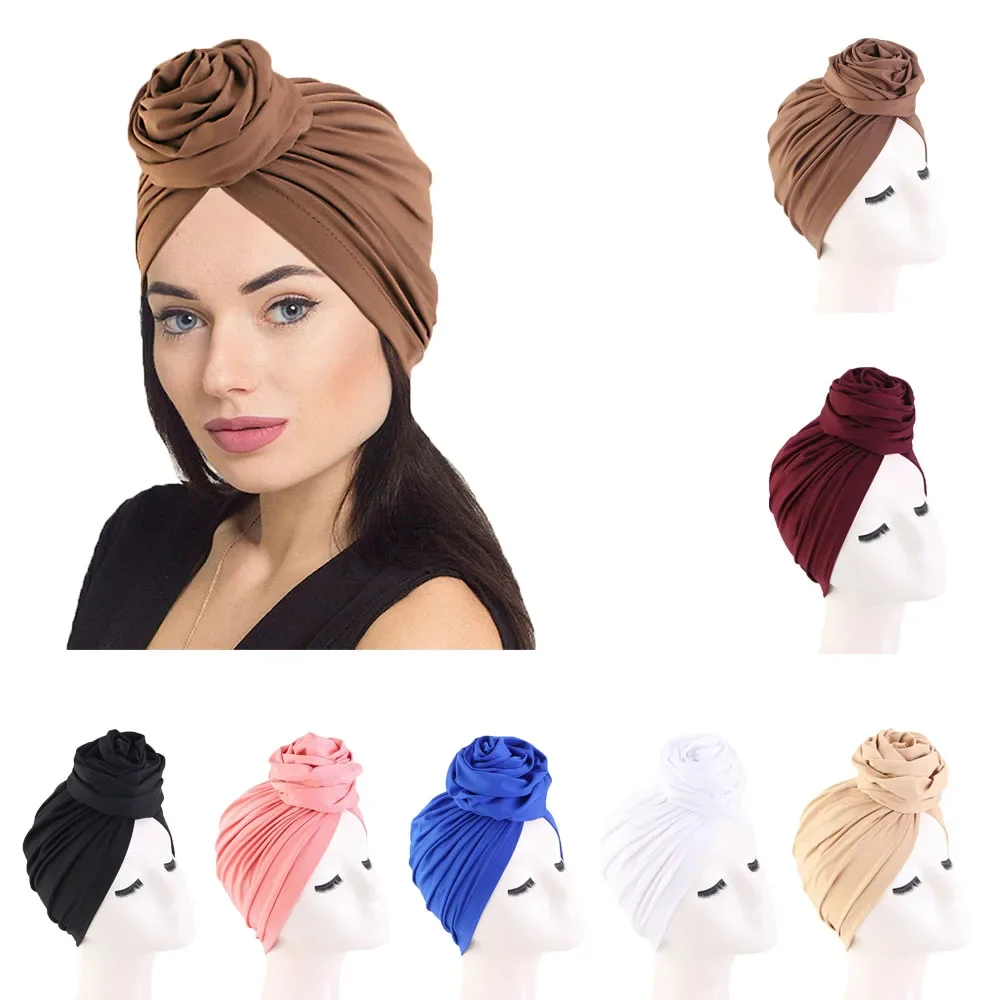 Gorro con estampado de Ankara para mujer africana, Hijab interior musulmán, turbante de flores grandes, pañuelo para la cabeza, gorro de quimio, gorros para pérdida de cabello, bufanda para envolver la cabeza