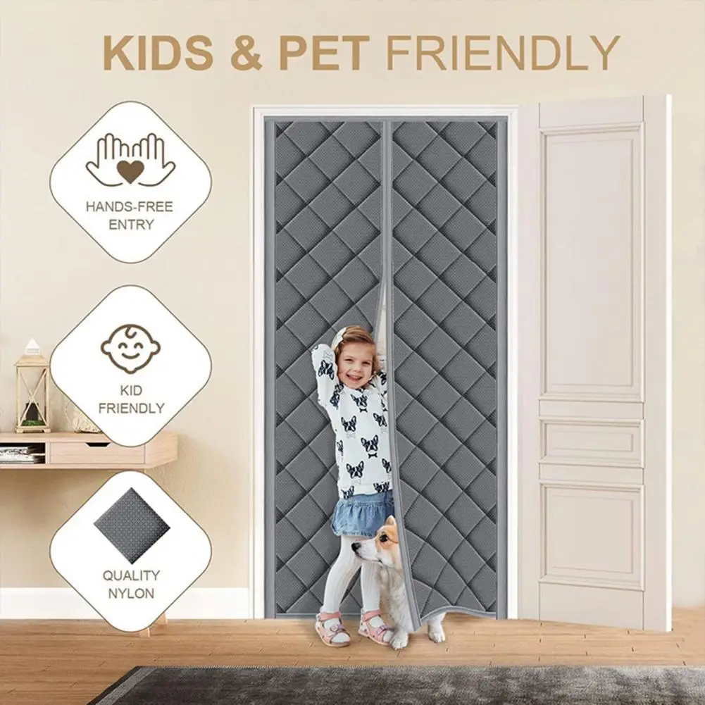 

Insulated Door Curtain Magnetic Thermal Screen Door Insulated Thermal Door Curtain with Punch-free Fasten Tape for Privacy