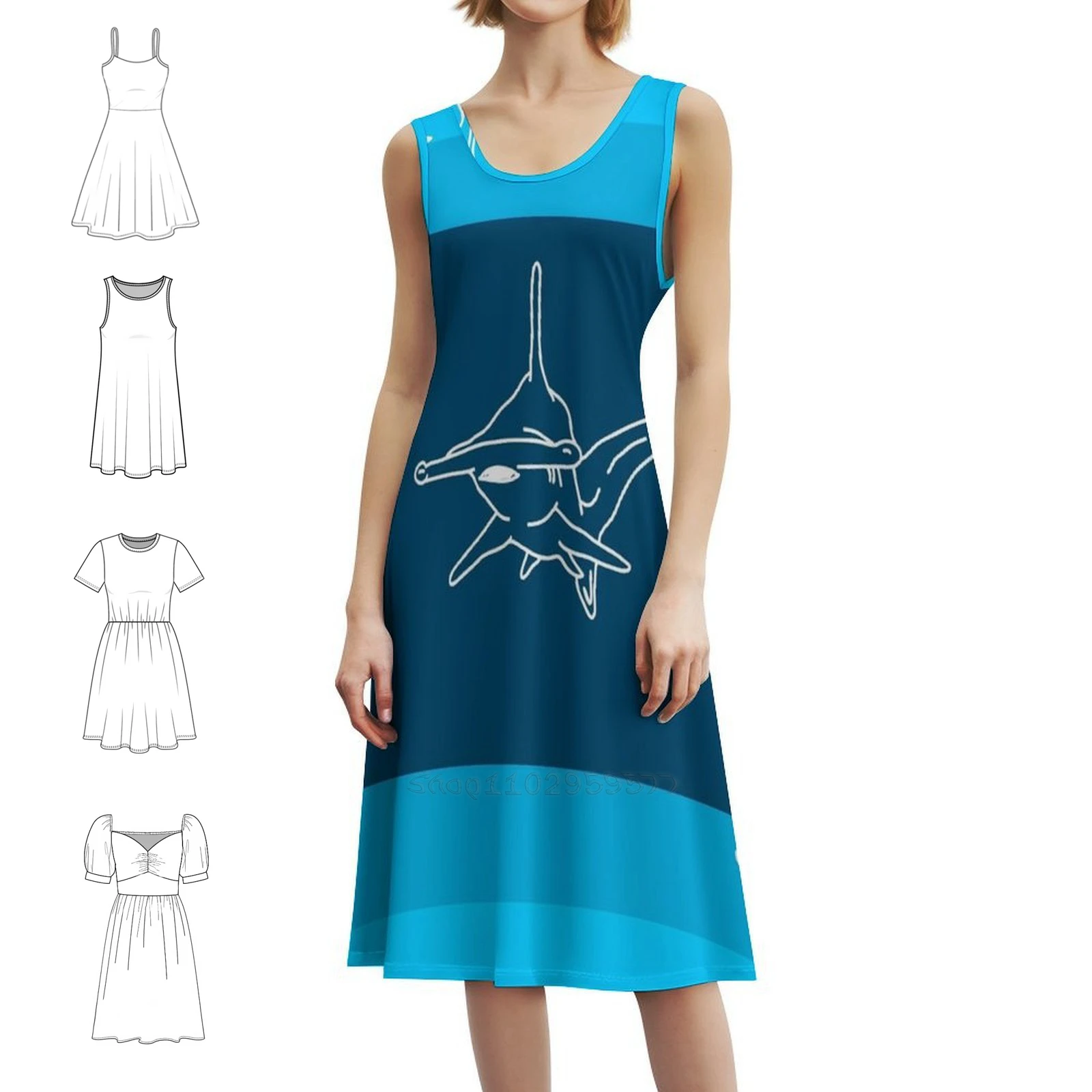 Hammerhead Shark-Sea-Love-Decoration-Sea Art-Love For Women's Streetwear Party Dress Trendy Print Club Clothing For Female