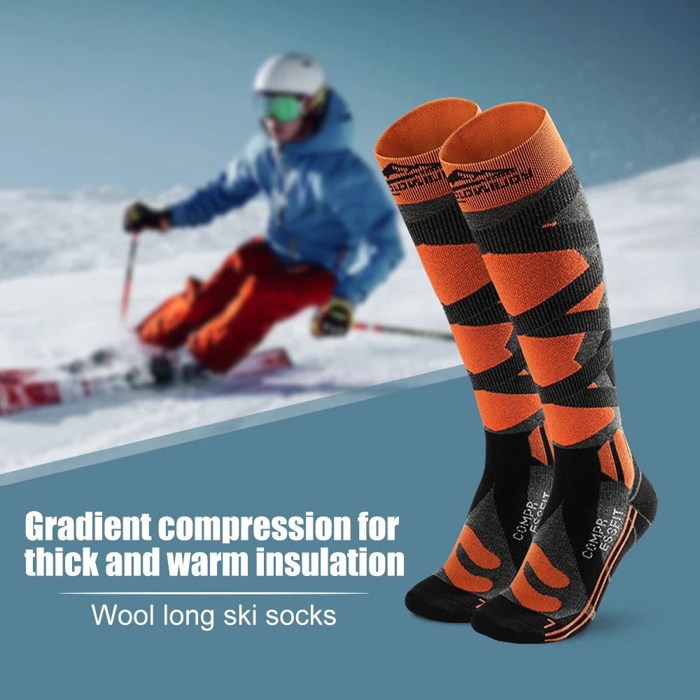 1 Pair Ski Socks Skiing Socks Women Men Thermal Knee High Warm Winter Snow Skating Snowboarding Socks