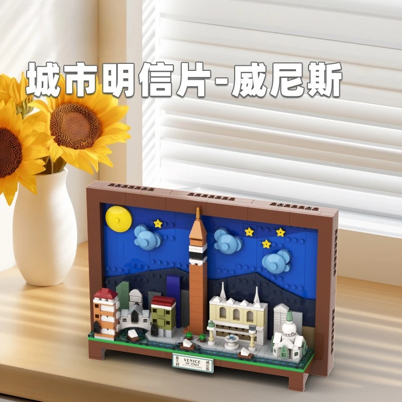 

Venice City Skyline Small Building Blocks Postcard Model DIY Hanging Ornament