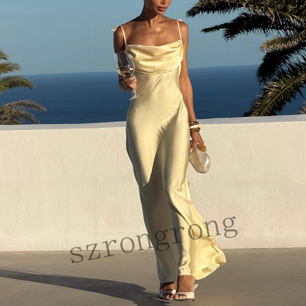 Customized Yellow Beach Strapless Bridal Evening Dress Straight Open Back Sexy Floor-Length Prom Club Dress Night Gown
