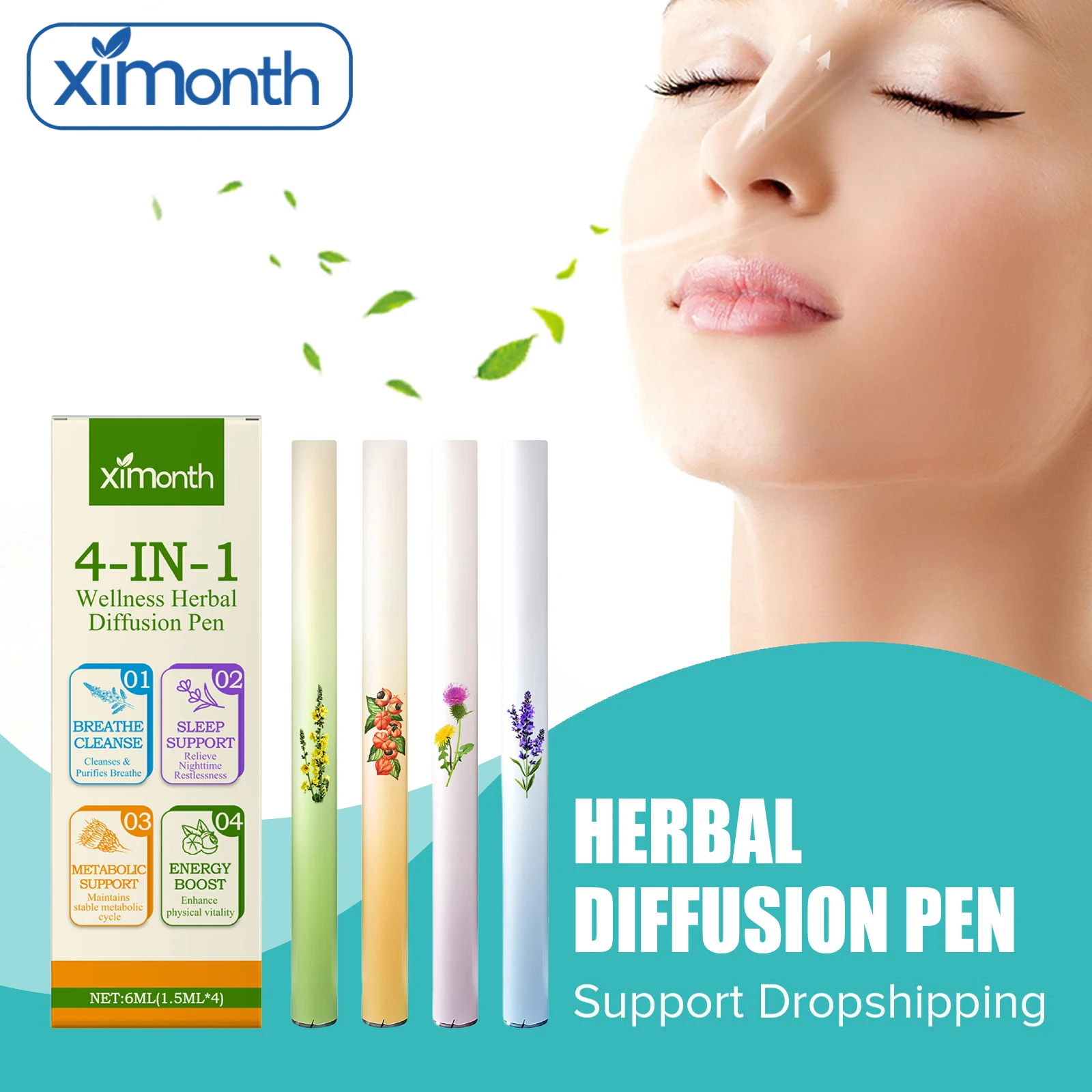 

4pcs Air Freshener Pen Relaxation Sensory Clear Breathing Good Mind Freshening Fragrance Aromatherapy Diffuser Lung Cleaning Pen