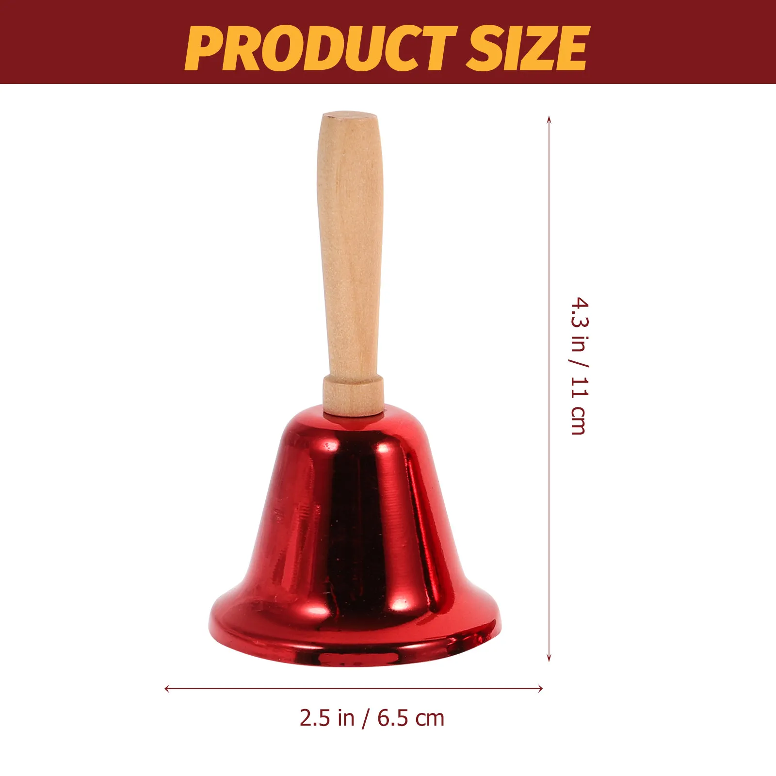 4Pcs Retro Hand Bell Classic Metal Call Bell with Exquisite Wood Handle for Restaurant Bar Hotel Desk Desktop Decor Gift