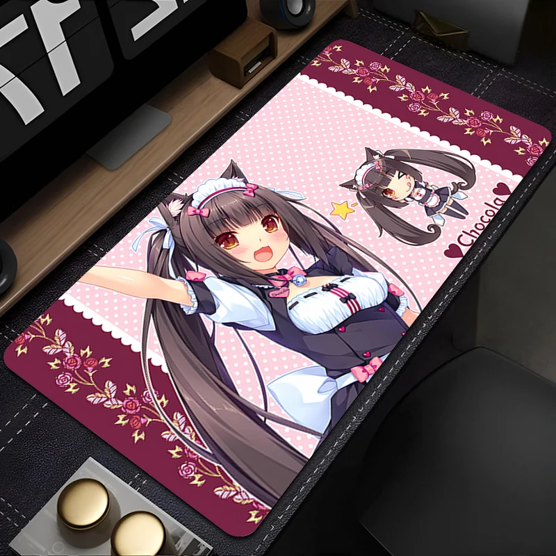 Nekopara Chocola Vanilla Large Mouse Pad Anime Gaming Desk Mat Non‑Slip Rubber Keyboard Pad for PC Laptop Home Office Decor