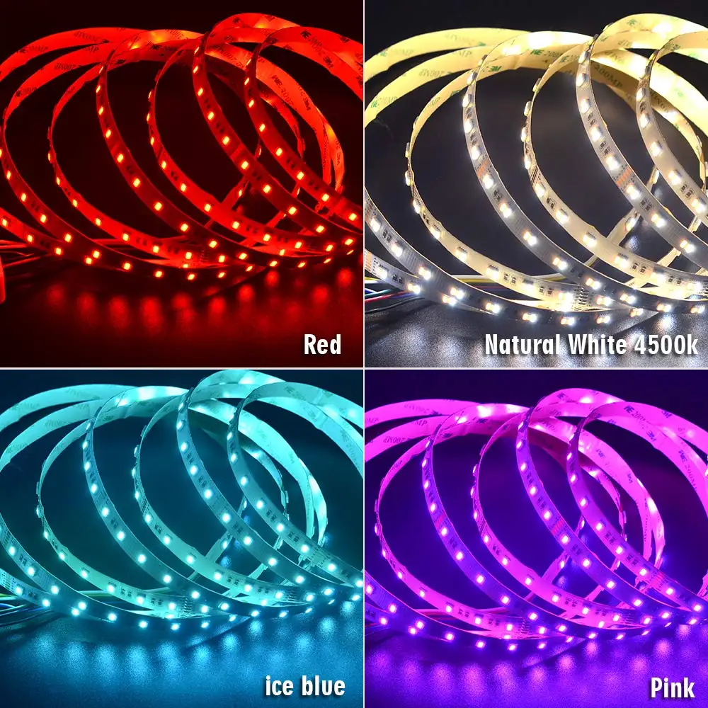 RGB+CCT Adjust led strip light DC 12V 24V 5 in 1 chips LED CW+RGB+WW flexible strip SMD5050 60leds/m RGBWW RGBCW CRI90 100LM