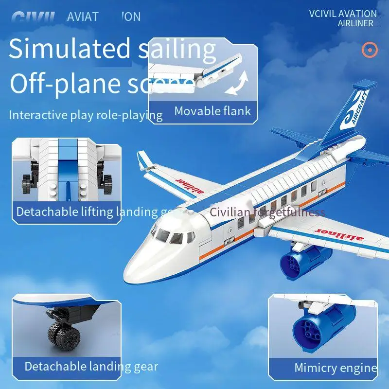 Flugzeug, großes Luftfahrtraketenmodell, zusammengebautes Passagierflugzeug, Lastenflugzeug, Baustein, Kinderset, Spielzeug