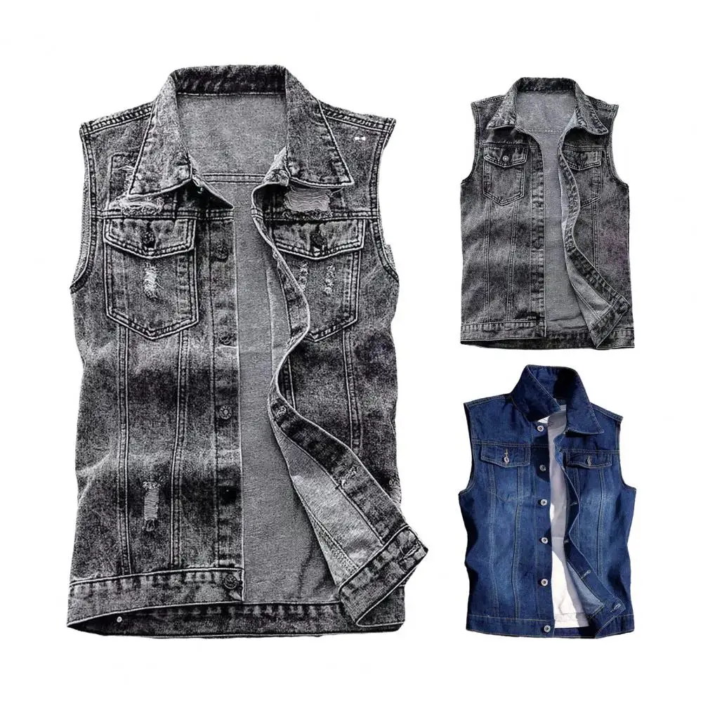 

Мужской джинсовый жилет, джинсовая куртка, байкерский жилет в стиле хип-хоп, пальто, ковбойская куртка без рукавов, мотоциклетные майки, большой размер 3XL