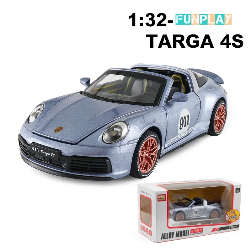 1/32 Alloy Model Car Porsche 911 Miniature 1/32 Die Cast Car Model Targa 4S Toy For Boy Kids Gift Hobby Metal Simulation Car