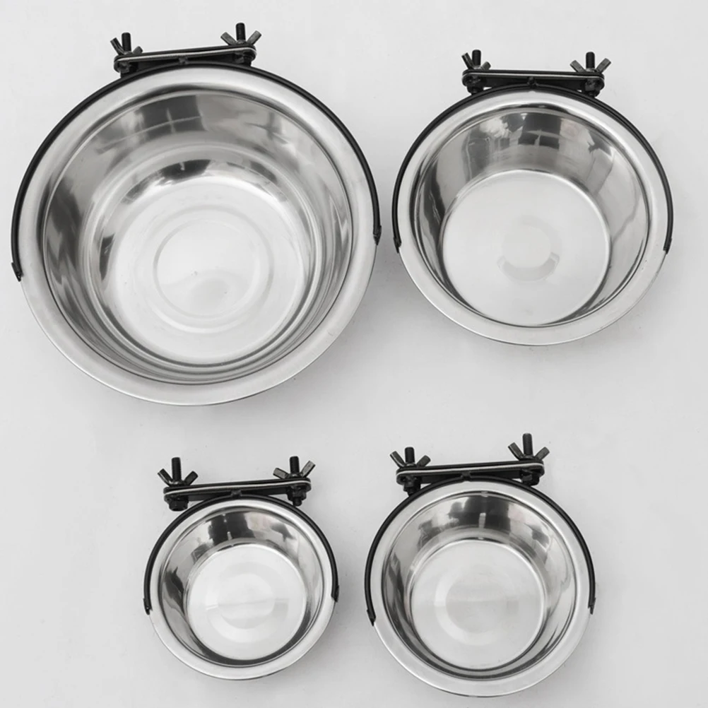 

Stainless Steel Dog Bowl 600Ml Pet Food Water Holder Hanging Cage Coop Kennel Bird Feeding Dish Resistant Rust Crack Dishwasher