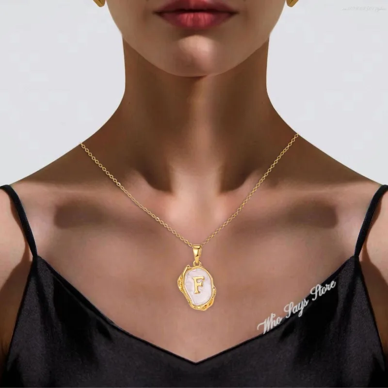 A-Z Alphabet Gold Plated Stainless Steel Pendant Necklace for Women Snake Chain Initial Letter Clavicle Necklaces Collar Jewelry