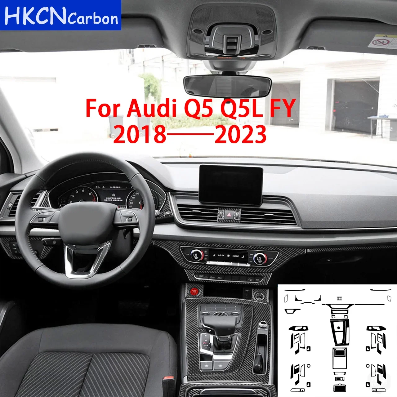 

For Audi Q5 Q5L FY 2018 2019 2020 2021 2022 2023 Car Accessories Piano Black Plasti Interior Gear Air Outlet Stickers Decoration