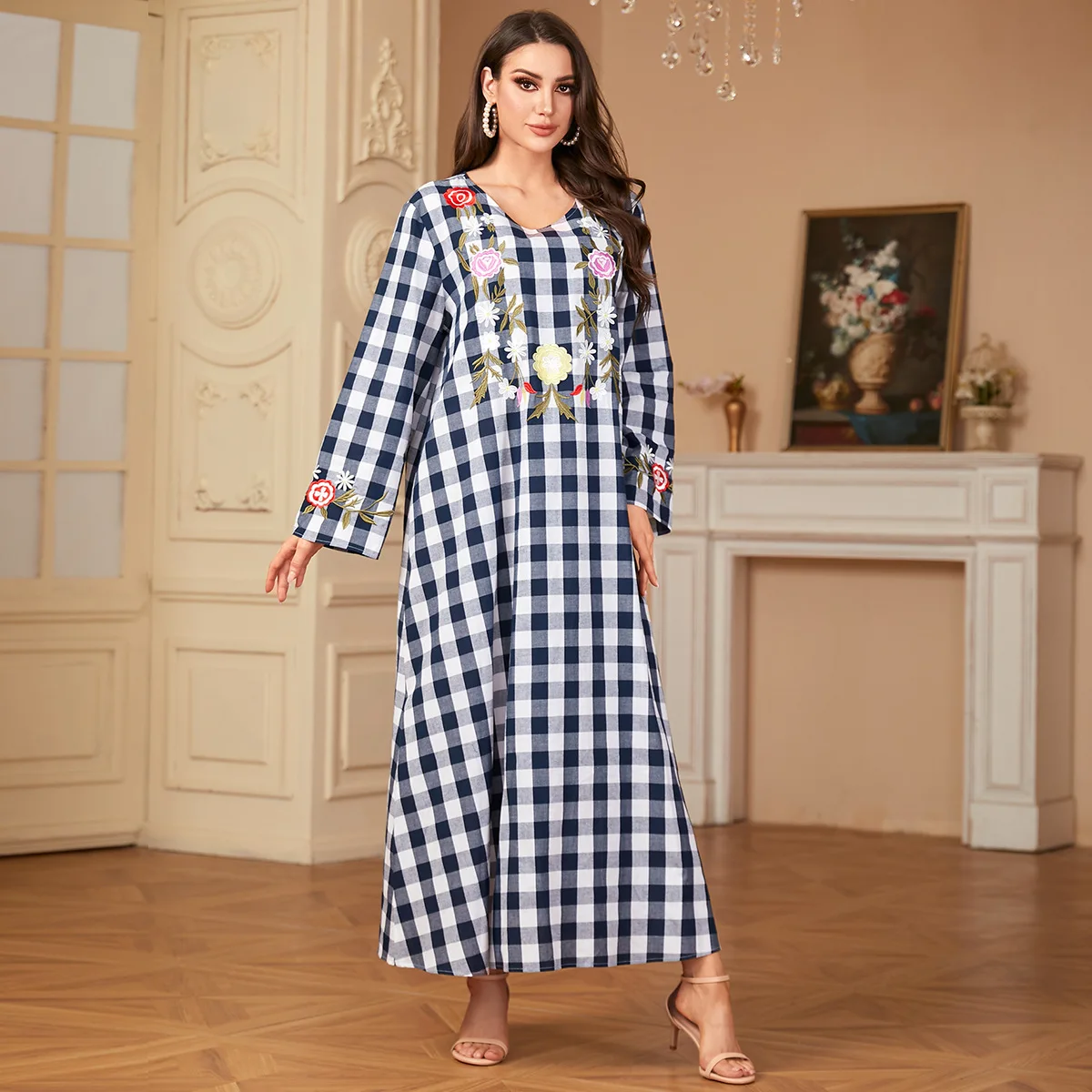

9767 Embroidered Long-sleeve Women's Dress + Special Offer 2026 Muslim Long Dress Robe Abaya Ramadan Dubai Luxury Islam Elegant