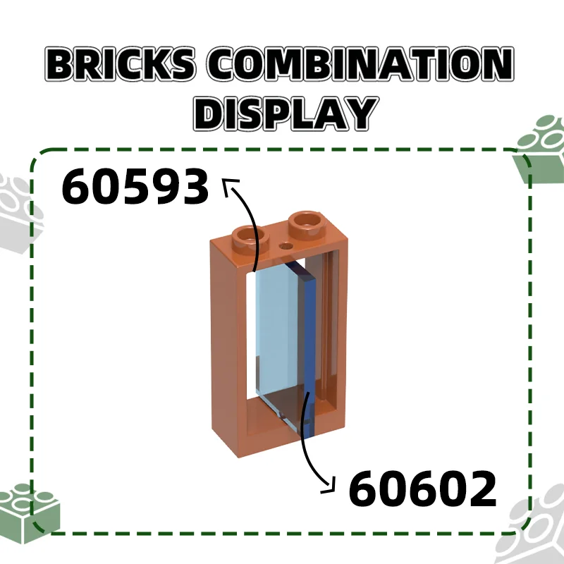 187Pcs/lot NO.60602 1x2x3 Window Doors Frame Block Moc Color Accessories Compatible with Brick DIY Children\'s Toy Assembly Parts