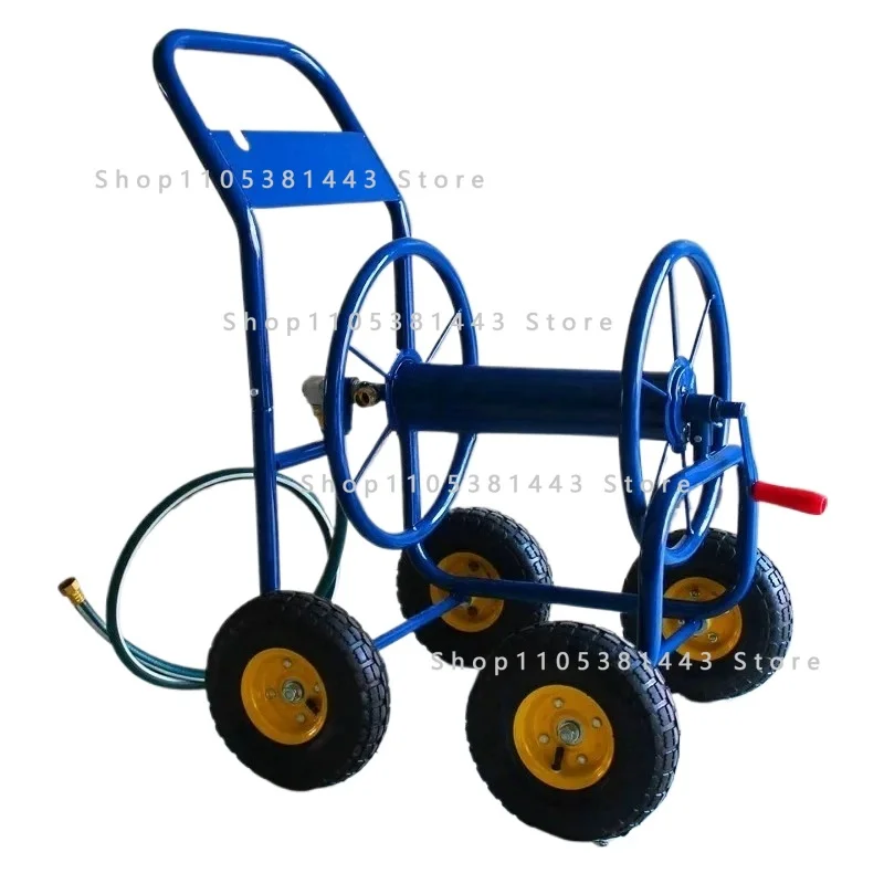 Hose Portable Storage Rack Small 4 Wheel Metal Garden Hose Cart